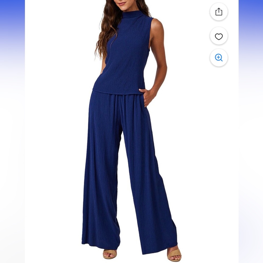 NWT Bella Dahl Clean Wide Leg Pant & Mockneck Top Set